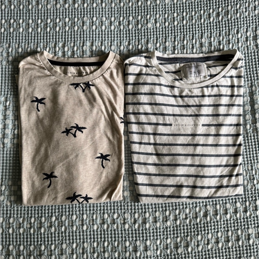 Men's Beige and Striped T-Shirts